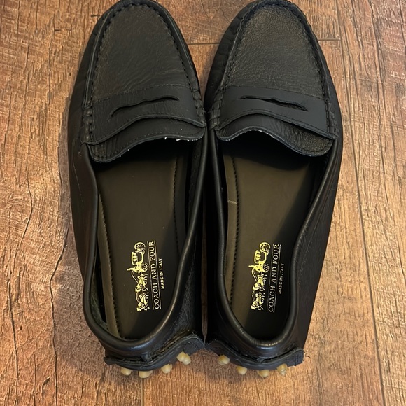 Coach and Four Alfa Penny Driving Black loafers 8.5 /9M Made in Italy - Picture 6 of 16